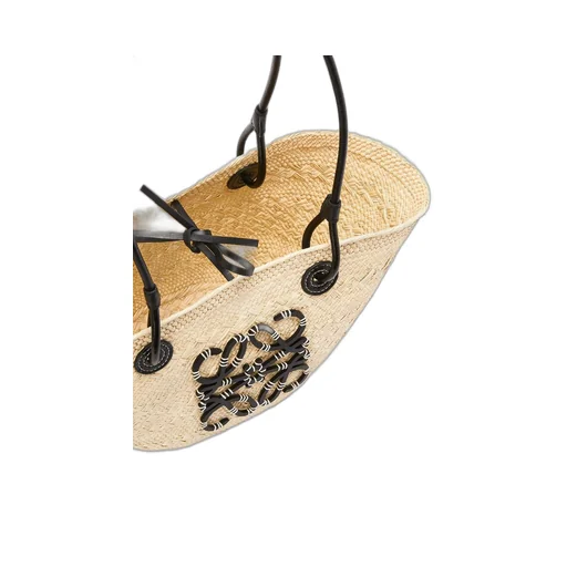 Small Anagram Basket bag in iraca palm and calfskin