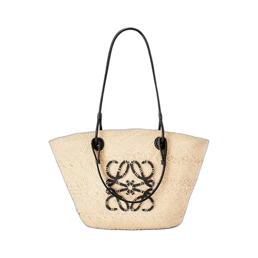 Medium Anagram Basket bag in iraca palm and calfskin