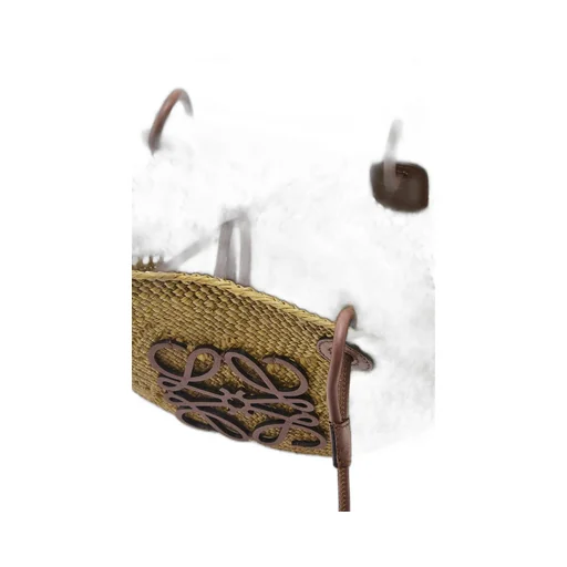 Small Anagram Basket bag in iraca palm and calfskin