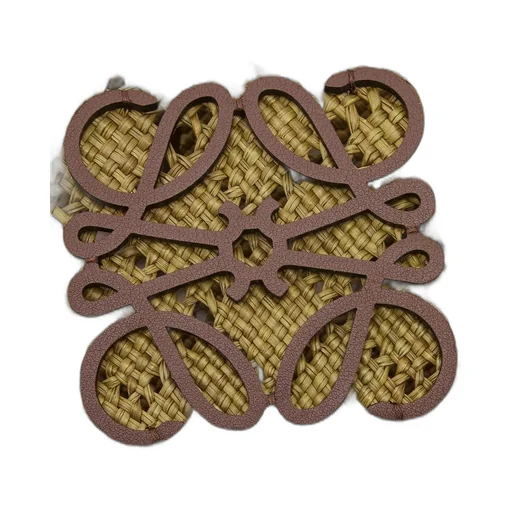 Small Anagram Basket bag in iraca palm and calfskin