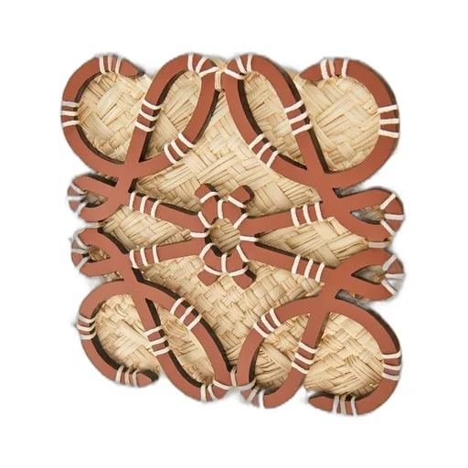 Small Anagram Basket bag in iraca palm and calfskin