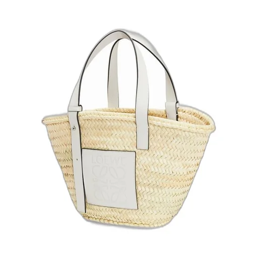 Basket bag in palm leaf and calfskin