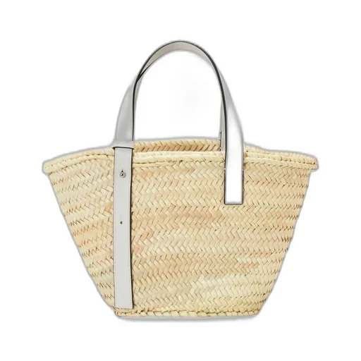 Basket bag in palm leaf and calfskin
