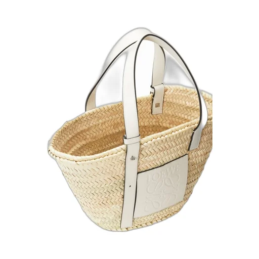 Basket bag in palm leaf and calfskin