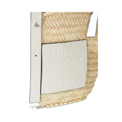 Basket bag in palm leaf and calfskin