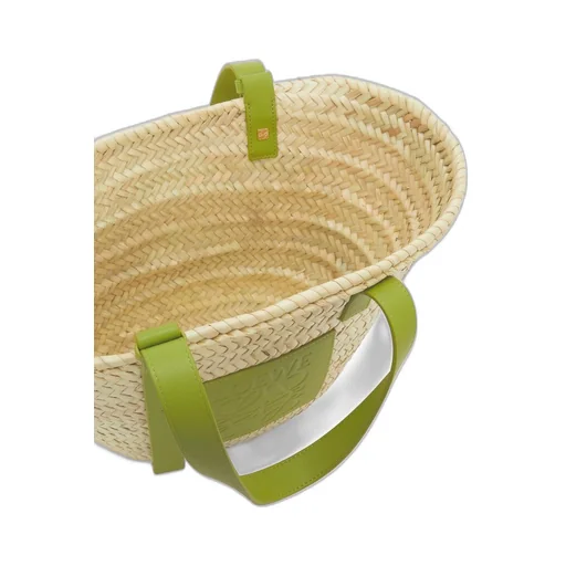 Basket bag in palm leaf and calfskin