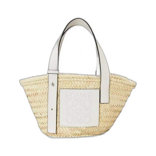 Small Basket bag in palm leaf and calfskin
