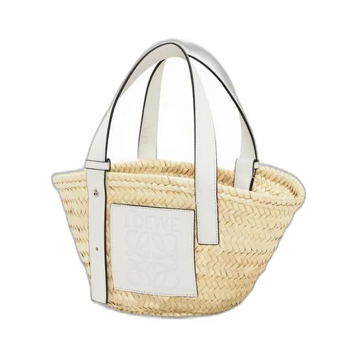 Small Basket bag in palm leaf and calfskin