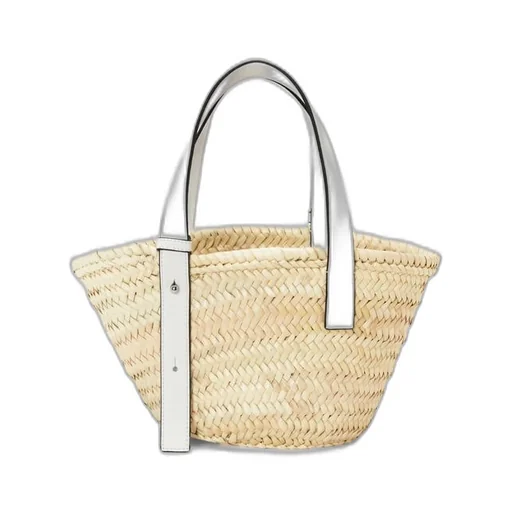 Small Basket bag in palm leaf and calfskin