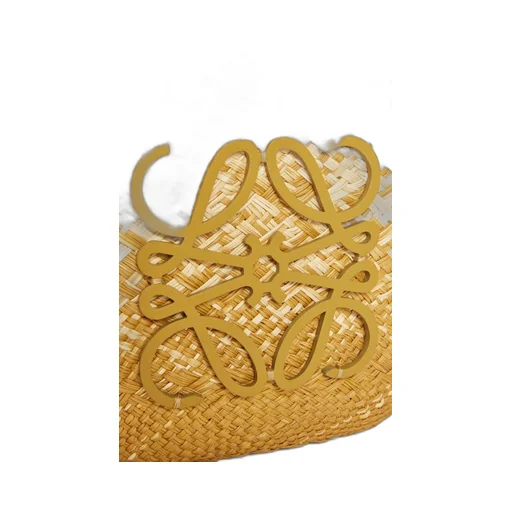 Small Anagram basket bag in iraca palm and calfskin