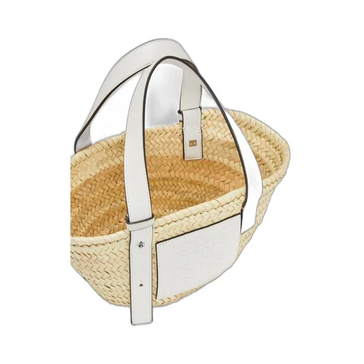 Small Basket bag in palm leaf and calfskin