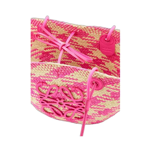 Small Anagram Basket bag in iraca palm and calfskin
