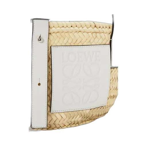 Small Basket bag in palm leaf and calfskin