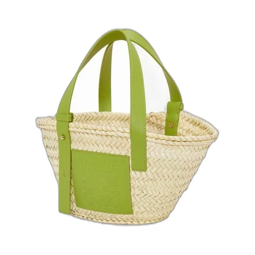 Small Basket bag in palm leaf and calfskin