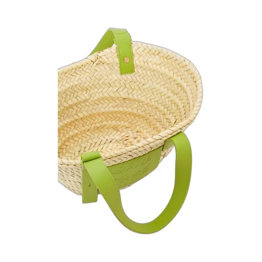 Small Basket bag in palm leaf and calfskin