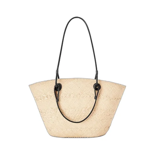 Medium Anagram Basket bag in iraca palm and calfskin