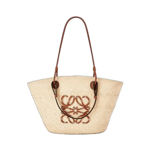 Medium Anagram Basket bag in iraca palm and calfskin