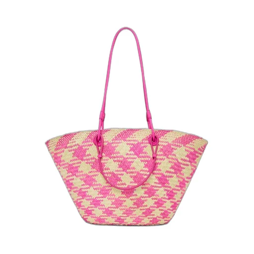 Anagram Basket bag in iraca palm and calfskin