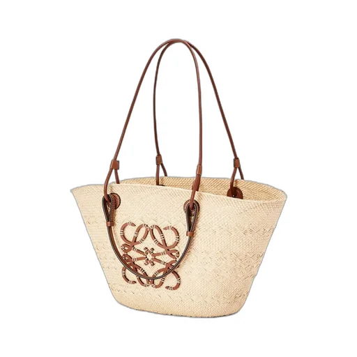 Medium Anagram Basket bag in iraca palm and calfskin