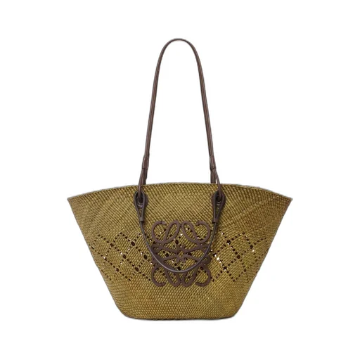 Medium Anagram Basket bag in iraca palm and calfskin