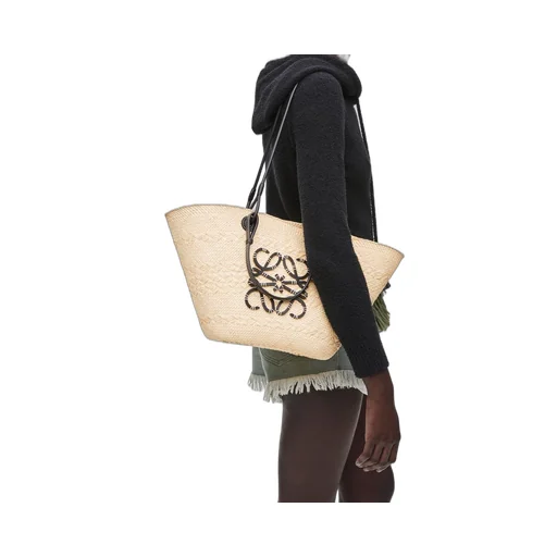 Medium Anagram Basket bag in iraca palm and calfskin