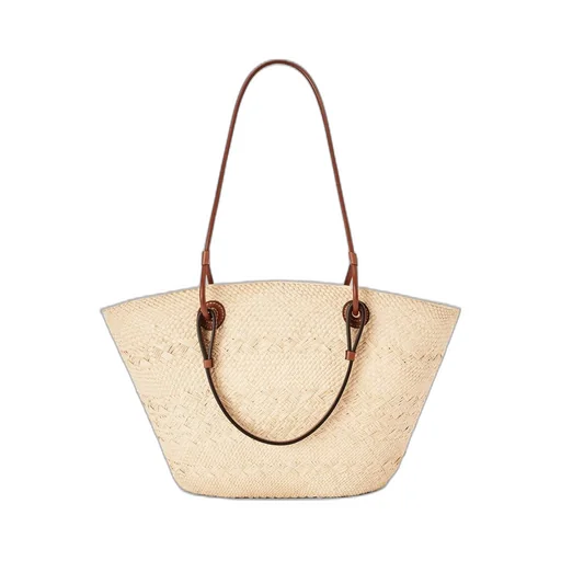Medium Anagram Basket bag in iraca palm and calfskin