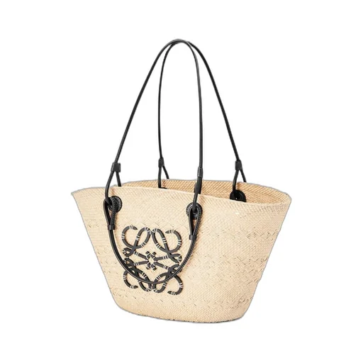 Medium Anagram Basket bag in iraca palm and calfskin