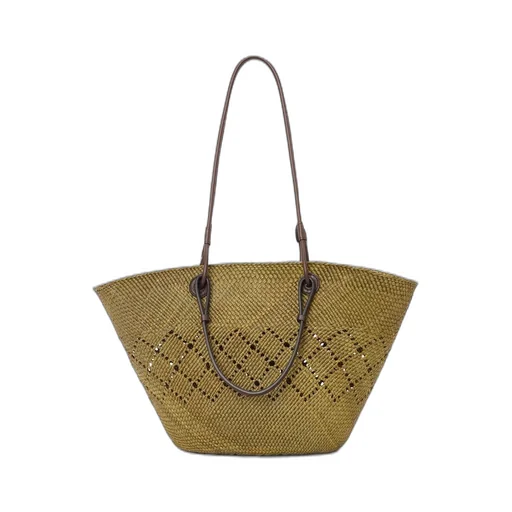 Medium Anagram Basket bag in iraca palm and calfskin