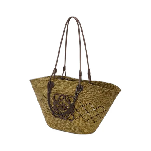 Medium Anagram Basket bag in iraca palm and calfskin