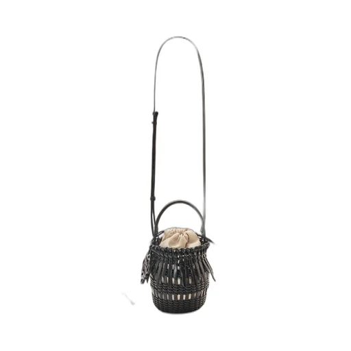 Small Fringe Bucket bag in calfskin