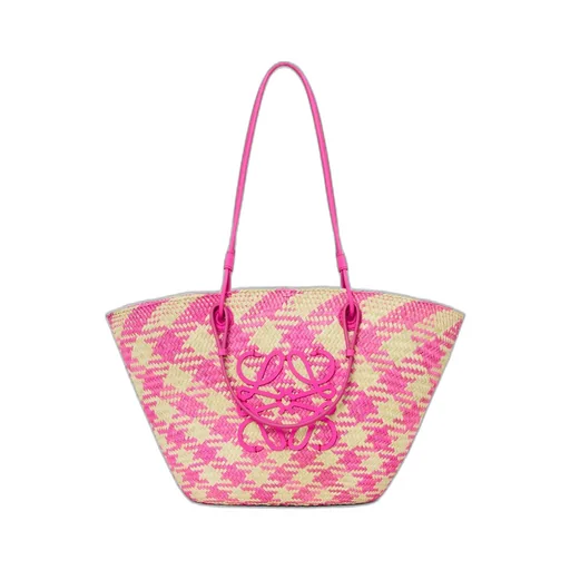 Anagram Basket bag in iraca palm and calfskin
