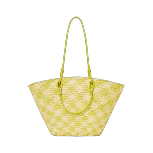 Anagram Basket bag in iraca palm and calfskin