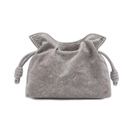 Medium Flamenco clutch in flocked denim