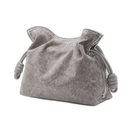 Medium Flamenco clutch in flocked denim