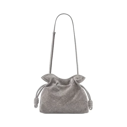 Medium Flamenco clutch in flocked denim