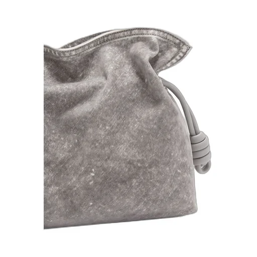 Medium Flamenco clutch in flocked denim
