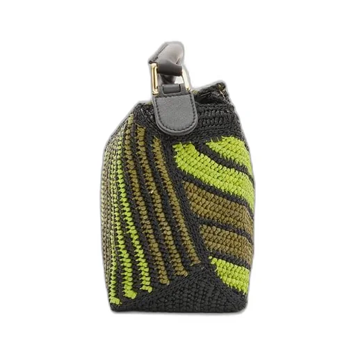 Small Puzzle Edge bag in raffia and calfskin