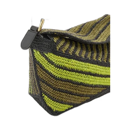 Small Puzzle Edge bag in raffia and calfskin