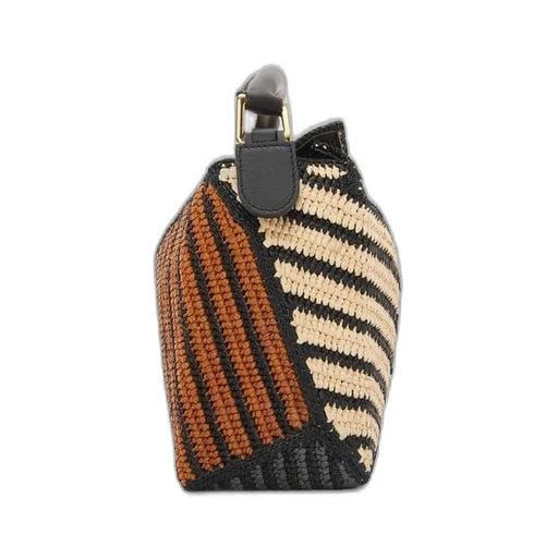 Small Puzzle Edge bag in raffia and calfskin