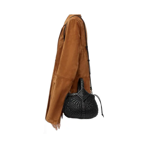 Mini Diamond Round Basket bag in calfskin