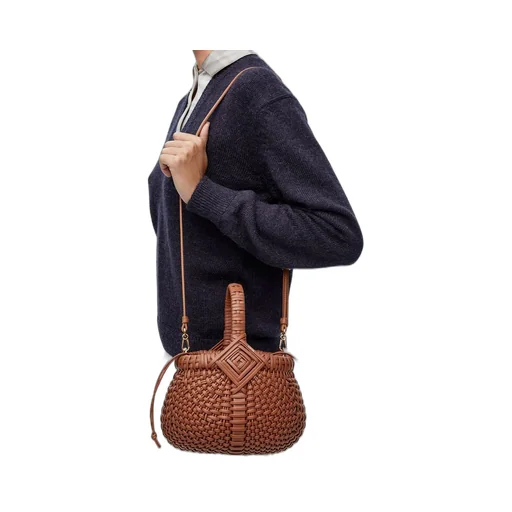 Mini Diamond Round Basket bag in calfskin