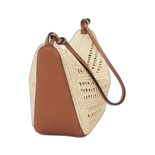 Mini Hammock Hobo in raffia and calfskin