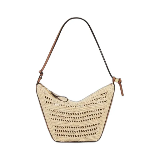 Mini Hammock Hobo in raffia and calfskin