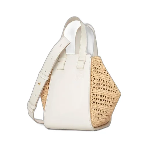 Compact Hammock bag in raffia and calfskin
