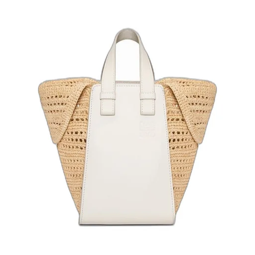 Compact Hammock bag in raffia and calfskin
