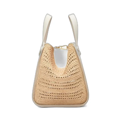 Compact Hammock bag in raffia and calfskin
