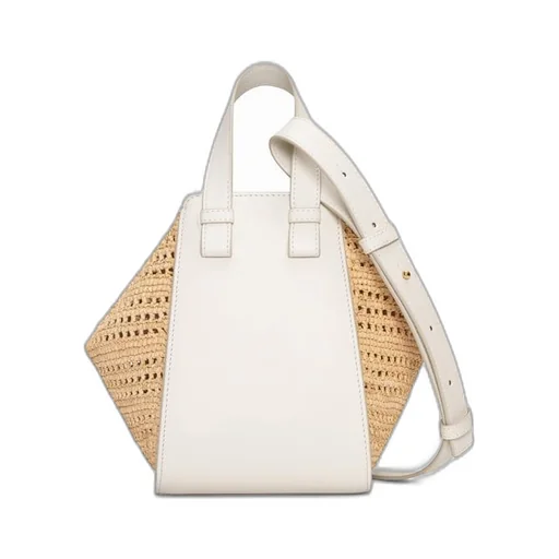 Compact Hammock bag in raffia and calfskin