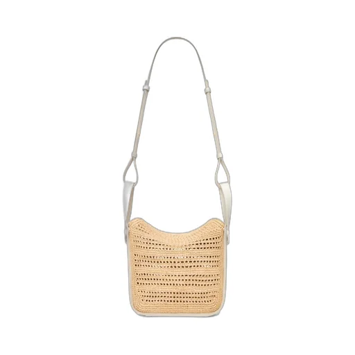 Compact Hammock bag in raffia and calfskin