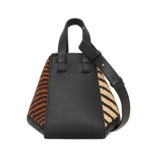 Compact Hammock bag in raffia and calfskin