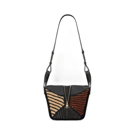 Compact Hammock bag in raffia and calfskin